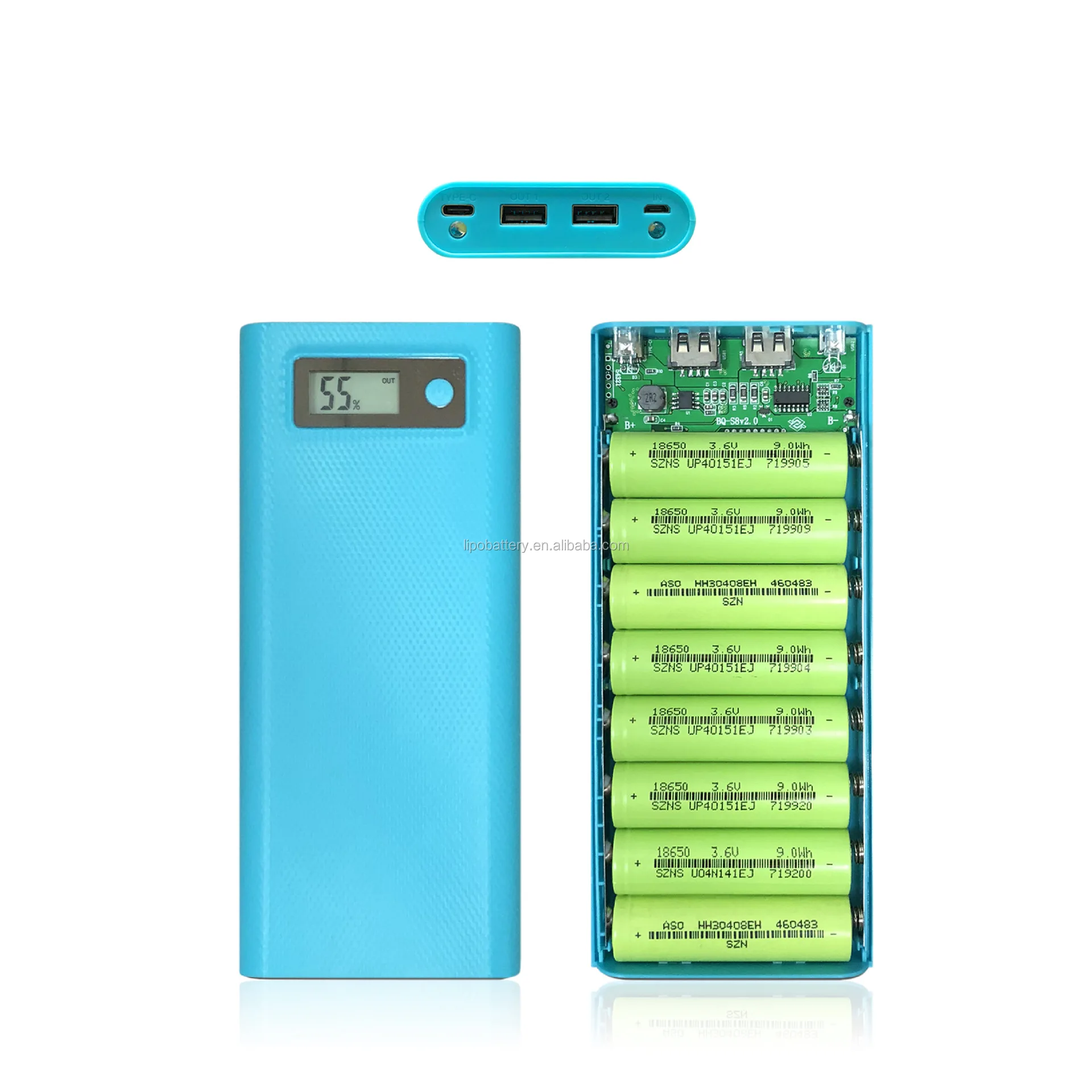 Diy 8x18650 Battery Case Power Bank Casing With Led Light And Pcb Buy