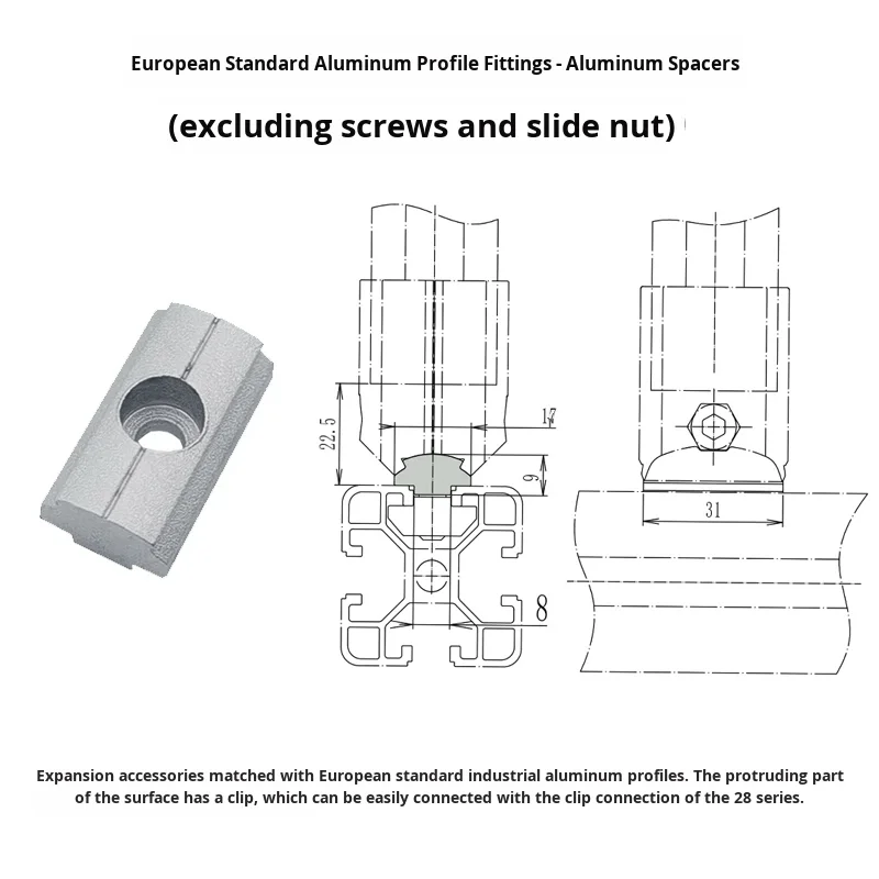 product european standard aluminum profile connector grade 1000 series aluminum stud excluding screws slide nut with rod fixing joint-14