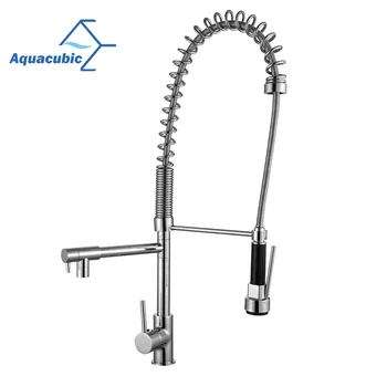 Aquacubic Chrome Pull Down Spring Water Filter Kitchen Sink Faucet