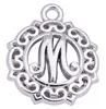 DIY custom bracelet making accessory metal zinc alloy flower pattern pendant Greek letter M charm dubai jewelry