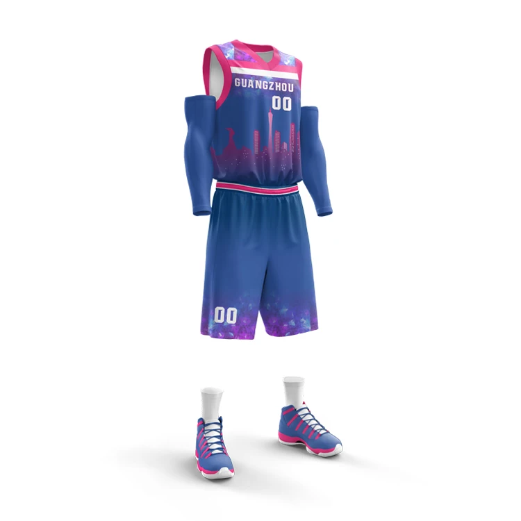Latest Cool Basketball Uniform Design Color Blue Sublimated Custom Logo  Breathable Basketball Jersey