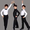Boys Latin Dance Costume White Black Latin Dance Pants Boys Dance Shirts