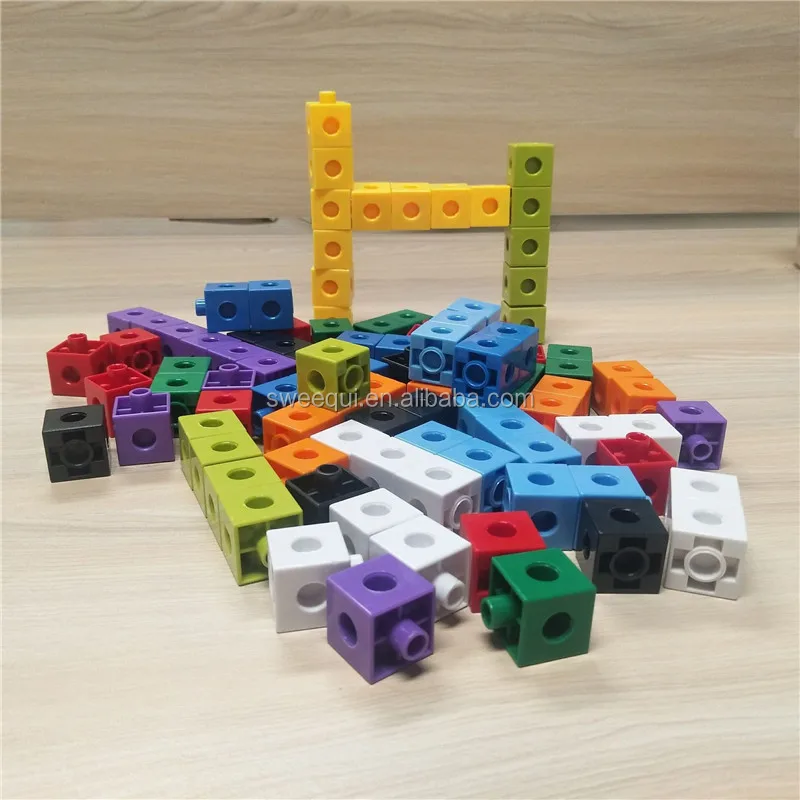 Connecting Manipulative 2 Cm Math Cubes Educational Toys 10 Colors Assorted Counting Linking