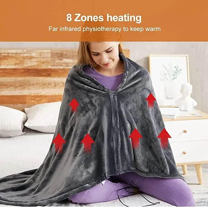 Warm Usb Heated Throw Blanket Shawl Wrap Poncho Electric Heating Pad