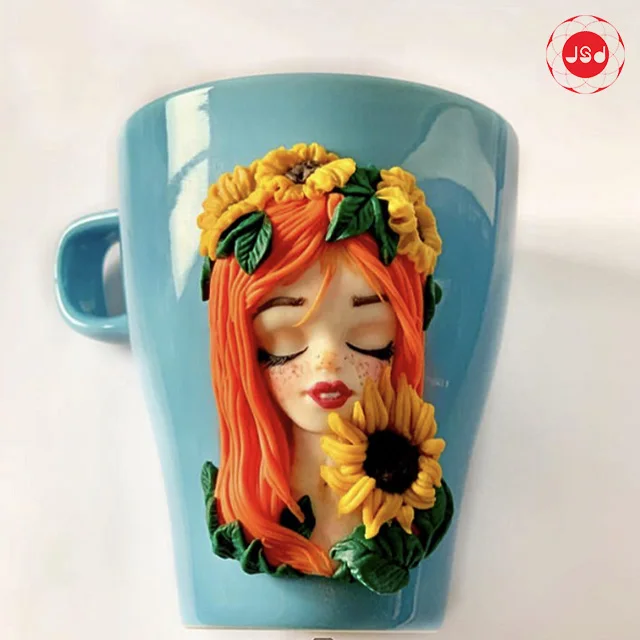 Glossy Color Glaze Cute Girl Polymer Clay Gift Mug
