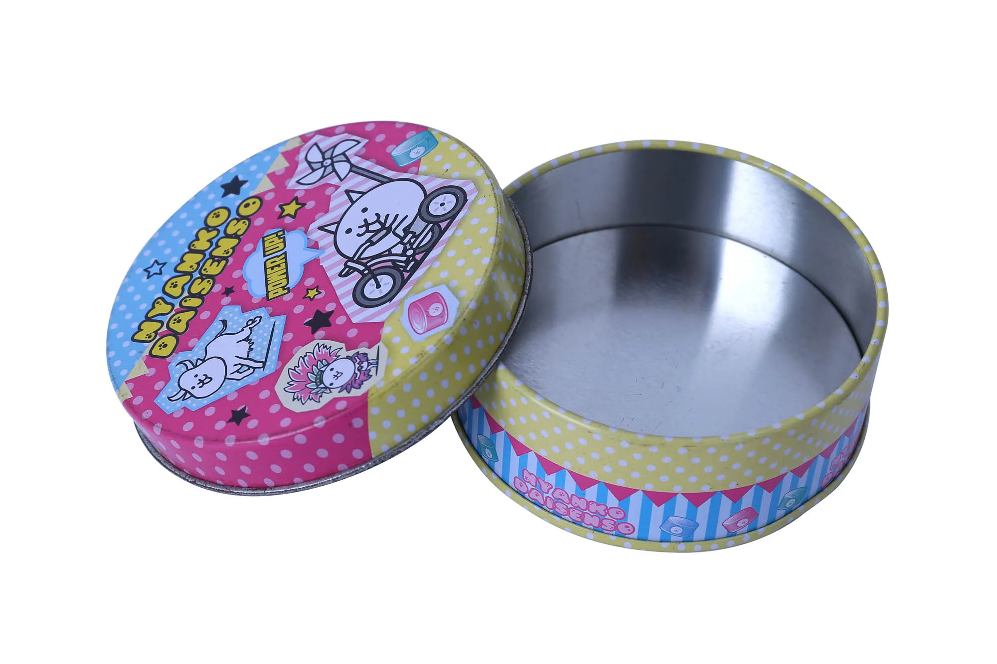 Bodenda food safe round tin can customized  tin gift boxes small size Christmas decorations tin cans for candy