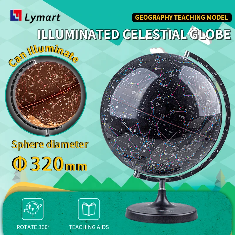 
illuminated black star celestial globe with led light 