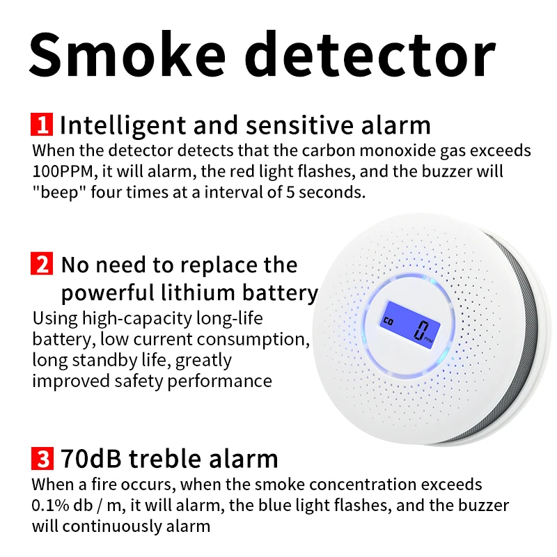 Jkd512 Com Digital Screen Cigarette Co Smart Smoke Detector With Puff