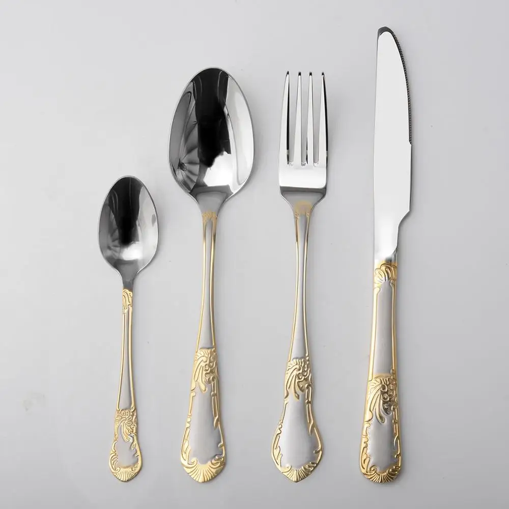 
Gold Flatware High Quality Mirror Polish Stainless Steel Cutlery Set 