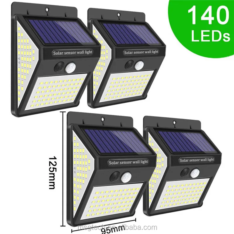 140 Leds Solar Light 3 Modes Waterproof Ip65 Led Solar Lamp Pir Motion ...