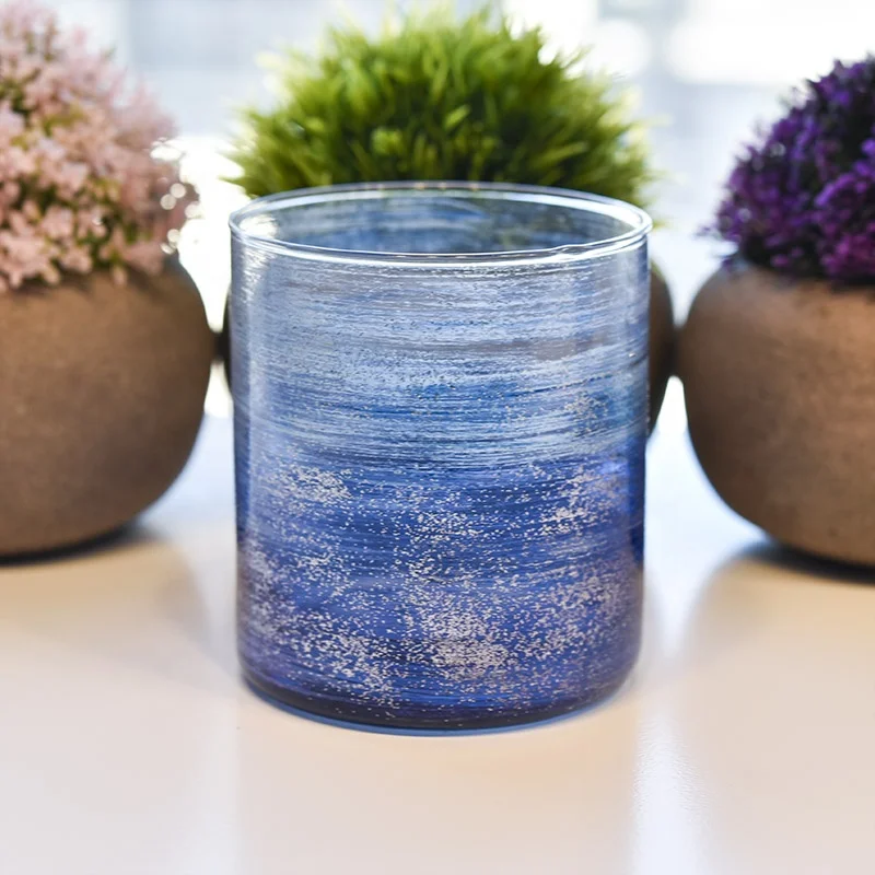 Blue Glass Container For Candle Jars