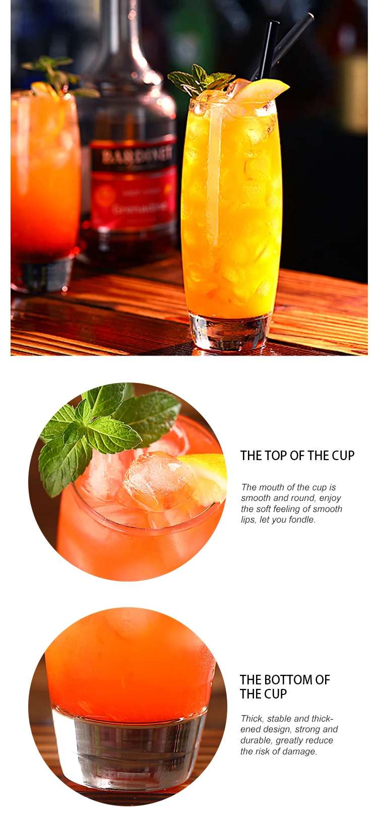 Clear Highball Glasses Cocktail Glass Tumbler for Mojito and Tom Collins