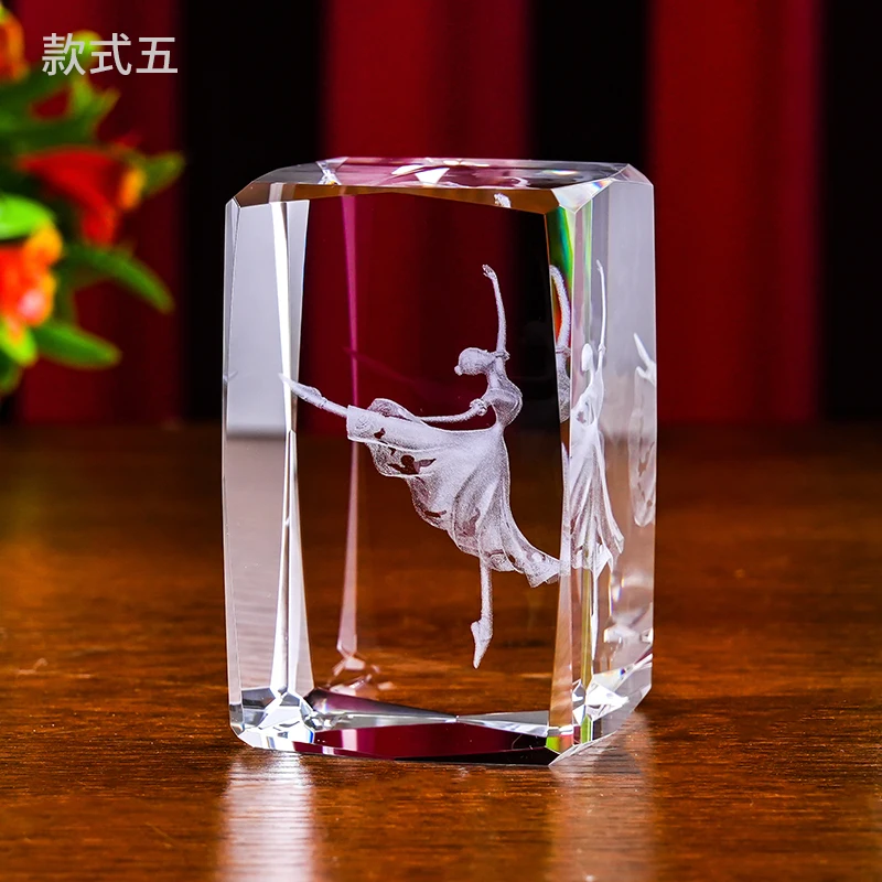 3D ballet laser crystal block crystal crafts souvenir gift for dancer details