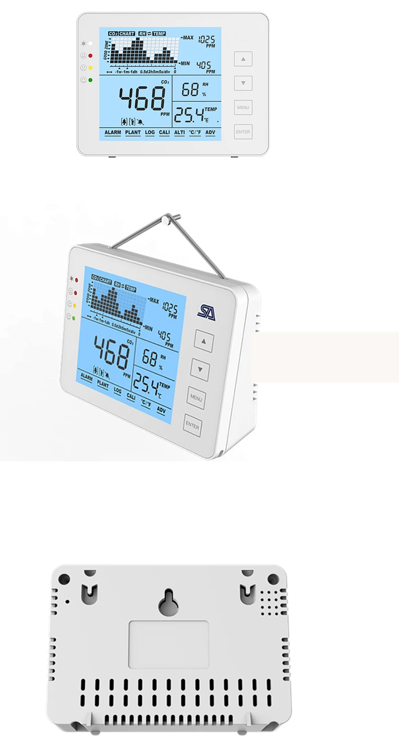 OEM Desktop and Wall-mounted air quality carbon dioxide CO2 gas meter / monitor with high sensitivity sensor