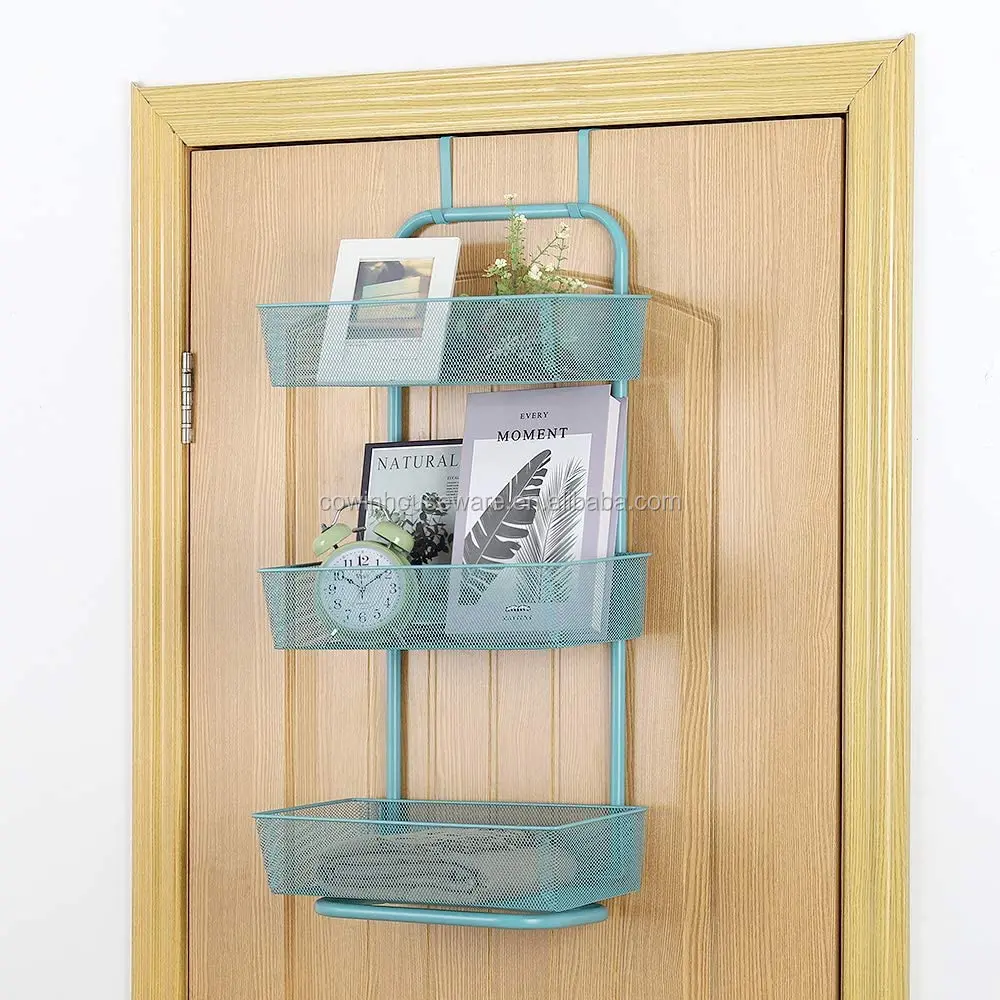 Over The Door Metal Organizer 3tier Hanging And Free Standing Mesh Storage Basket Rack Shelf