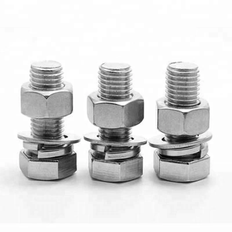 
Stainless steel din933 hex bolt with nut and washer 