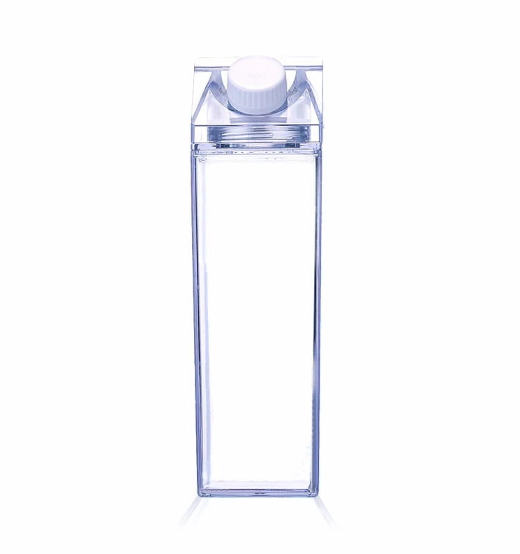 

clear milk carton water bottle,2 Pieces, Green blue purple as photo,can be customized