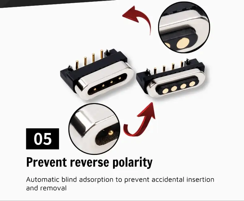 Hytepro Right Angle Pcb Mount 4pin Pogo Pin Magnetic Charging Self Mating Connection Connector 8026