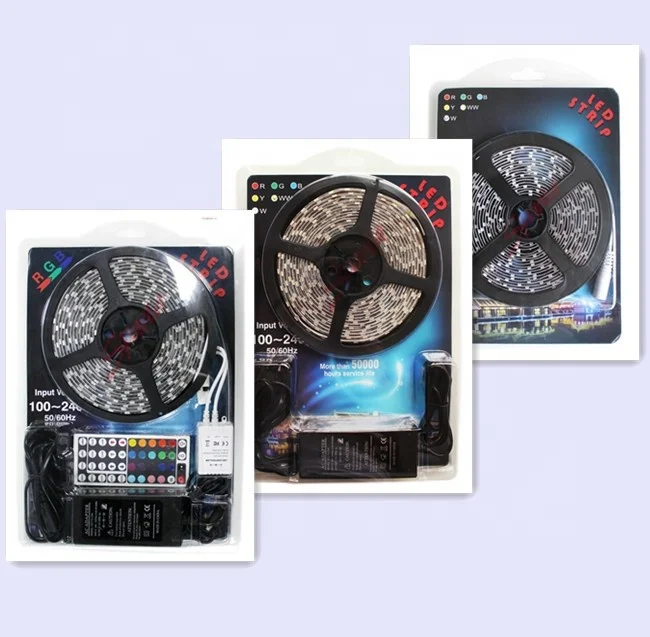 12V 24V RGB Strip Kit 5M SMD5050 Blister Package Remote Controller LED Tape Light for Retail