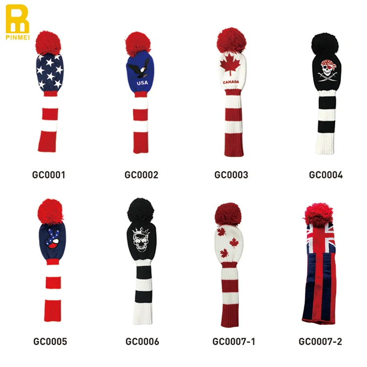 Custom Knitted Headcovers Embroidery Logo Golf Club Head Cover Set Of