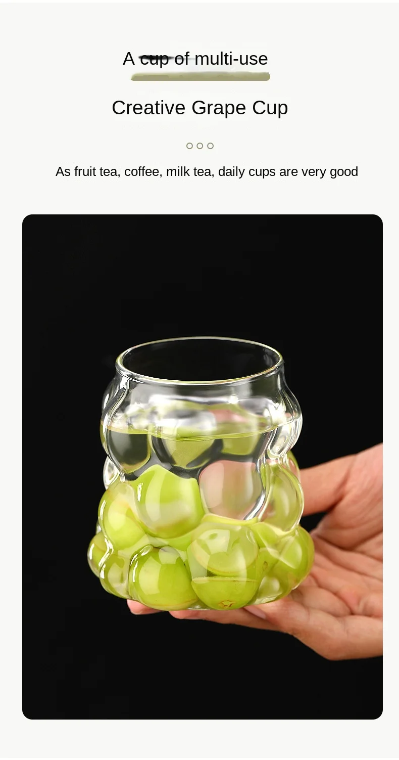 product wholesale creative high borosilicate grape shaped glass cup for coffee tea milk  water household coffee suit-2