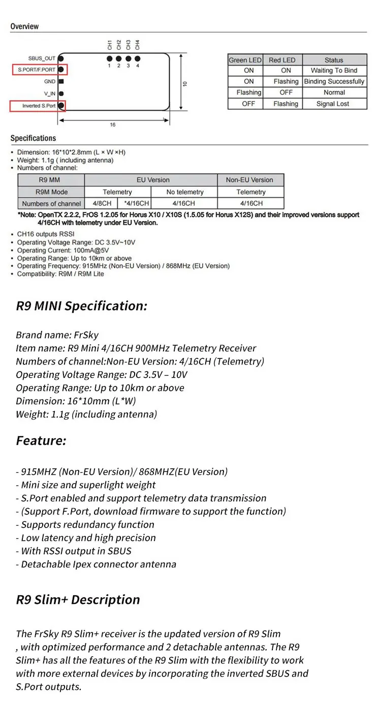FrSky R9 Series Long Rang System Combo Kit R9M2019 with R9Mini OTA/ R9MM OTA/ R9 Slim+ OTA Bundle Kit with ACCESS Firmware