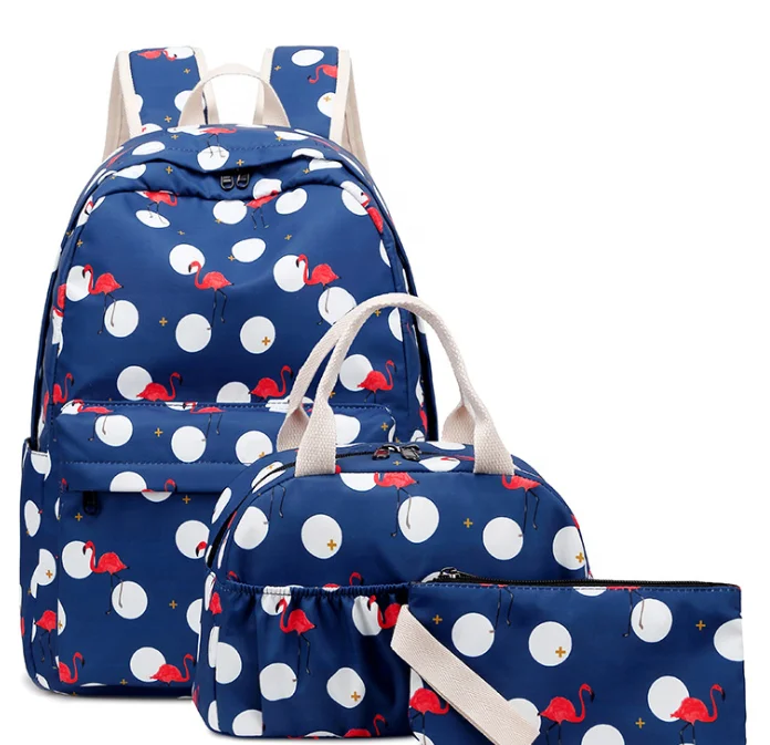 

New Fashion girl school bag set waterproof flamingo school backpacks for teenagers, Same as pics