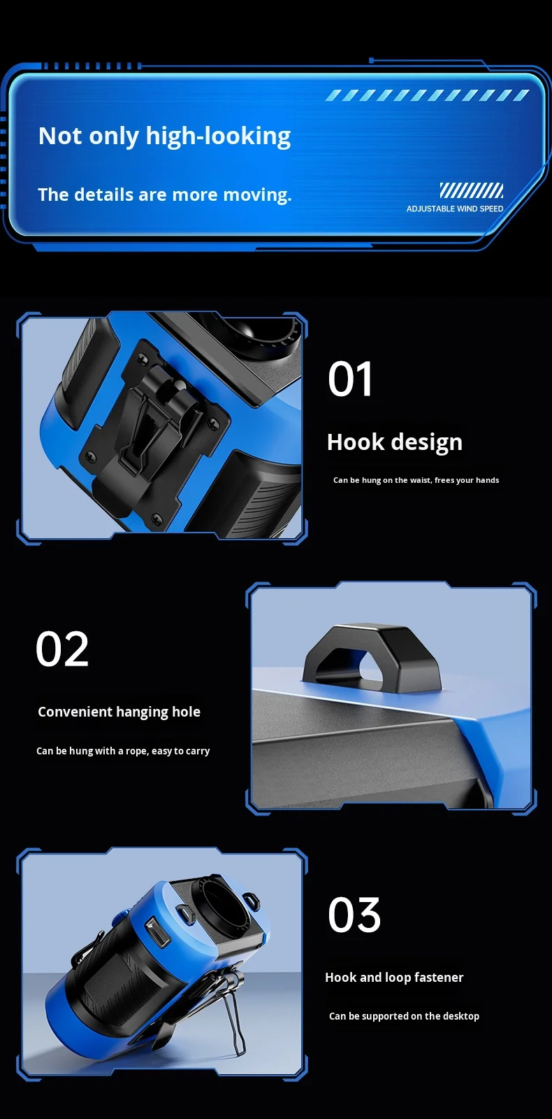 Portable Clip-on Waist Fan, USB, 6000ml - detail 60