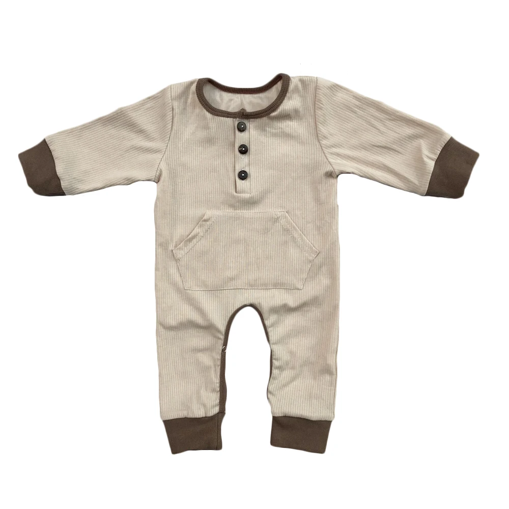 Infant Baby Wholesale Kids Ribbed Cotton Harem Romper Button Long Sleeve Jumper Buy Cheap