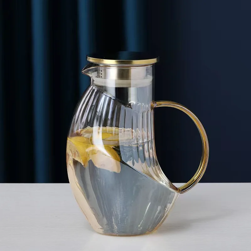 Glass Pitcher Hot/cold Water Jug Iced Tea Juice Beverage Carafe 1.6l