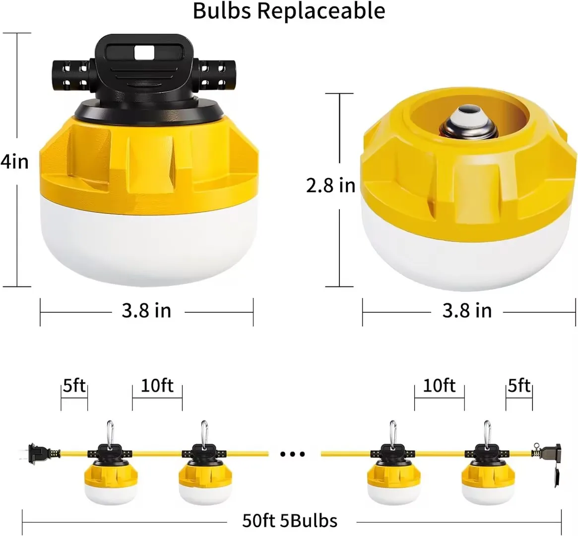 15m 30m Construction String Lights 50w Led 5bulbs Industrial Grade 15m 30m construction string lights 50w led 5bulbs industrial grade