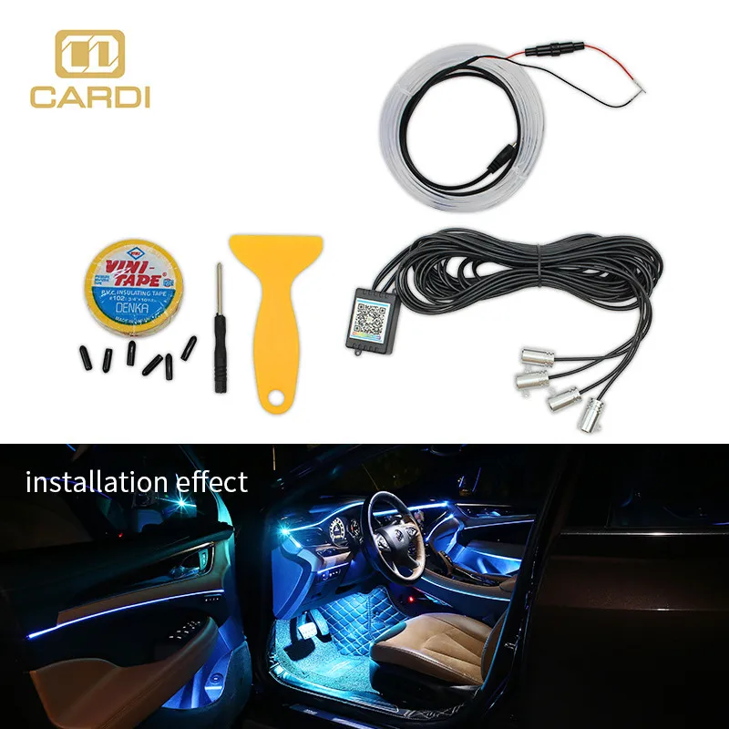 car accessories interior decorative 12V RGB LED fiber car led strips ambient light app decorate atmosphere light