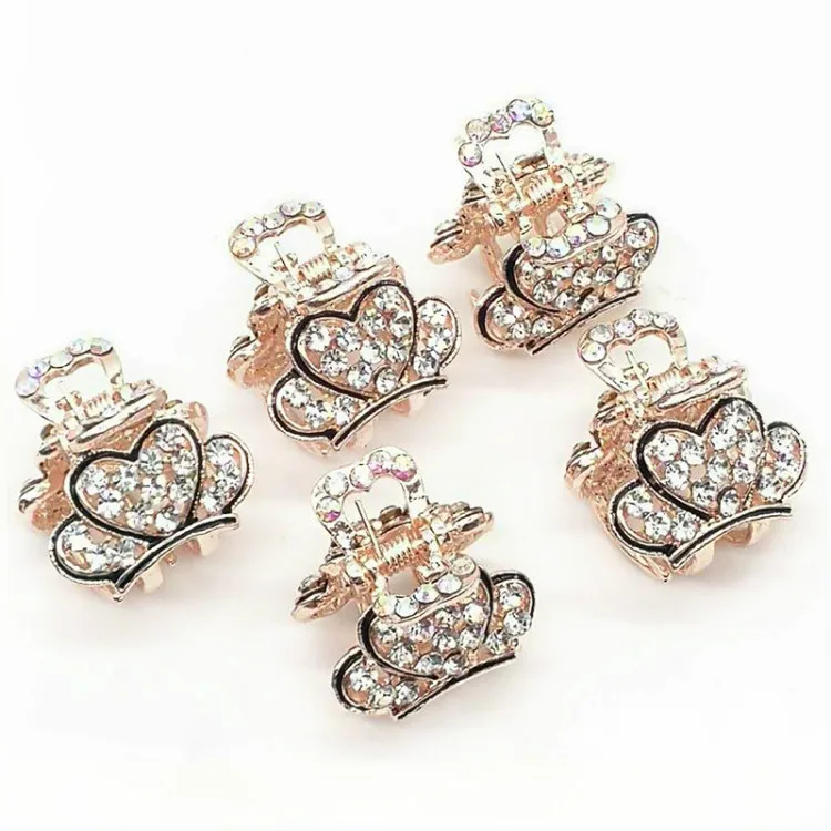 Crystal Rhinestone Studded Small Hair Grabbing Clip And Mini Spring ...