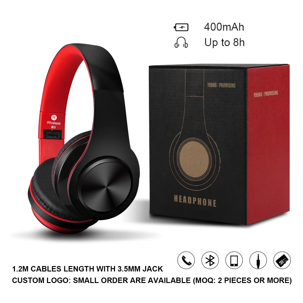 B3 Original Factory Wireless Headband Stereo Headphones Low Bass BT V 5.0 Foldable Headsets with Microphone Support SD/TF Card - ANKUX.COM