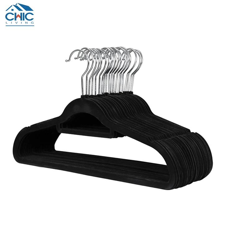 Customized Cloth Hanger Wholesale Black Grey Custom 50 Pack Coat Velvet