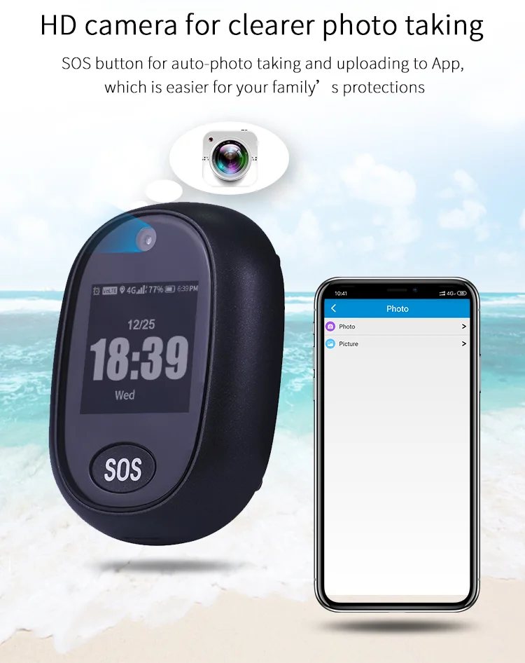 4G LTE kids elderly panic button personal mini and waterproof gps tracker with take phone by free tracking android and IOS app
