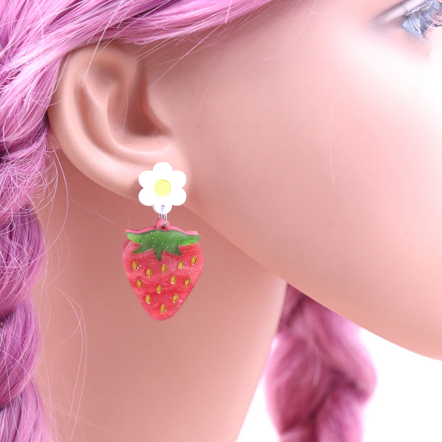 ERS266ER1600 1pair The new listing CN Drop strawberry Hand Painting Design cute Acrylic earrings Jewelry for women supplier