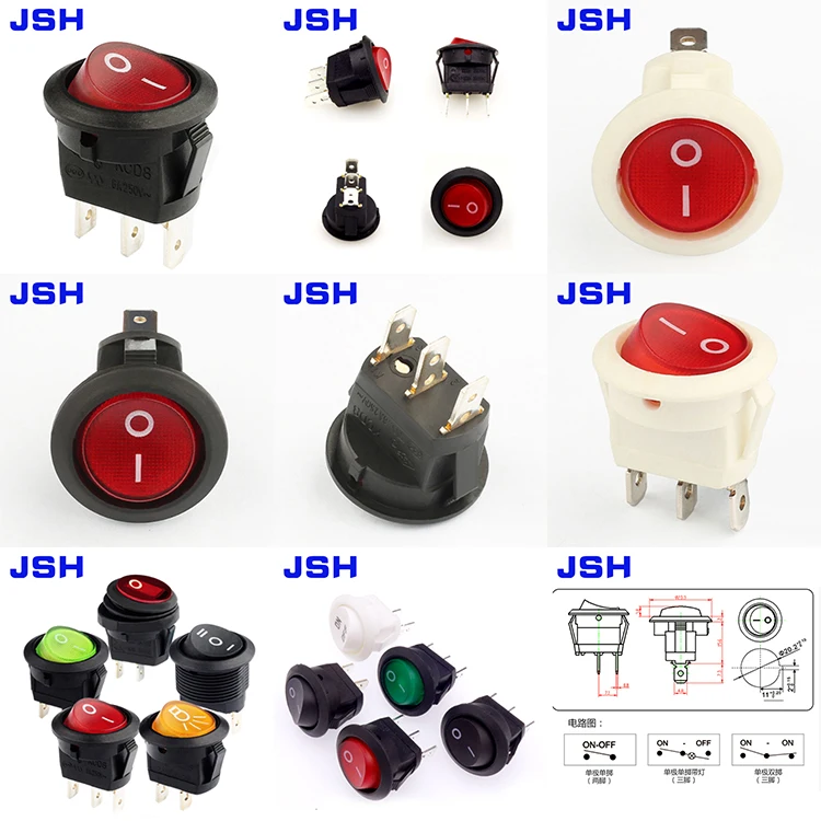 20mm 2pin On/off Black Rocker Switch 6a/250v 10a/125v - Buy Samll Round ...