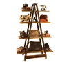 Unique design wood flooring display stand/clothes store wood display shelf