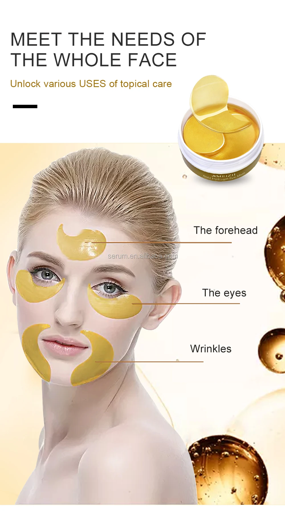 Korean 24k Gold Eye Mask Sleep Eyemask Parche Ojo Masker Mata Anti ...