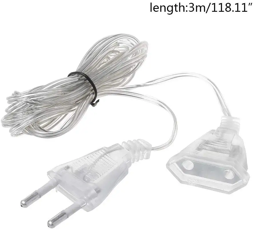 5/10pcs 3M LED String Light Power Extension Cords EU Plug Cable Extender Wire For Holiday Light Wedding Party Home Decoration