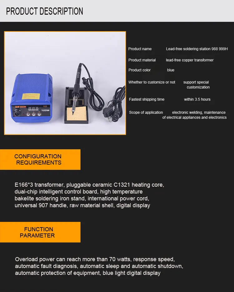 New Product 999H Soldering Station 120W Soldering Station