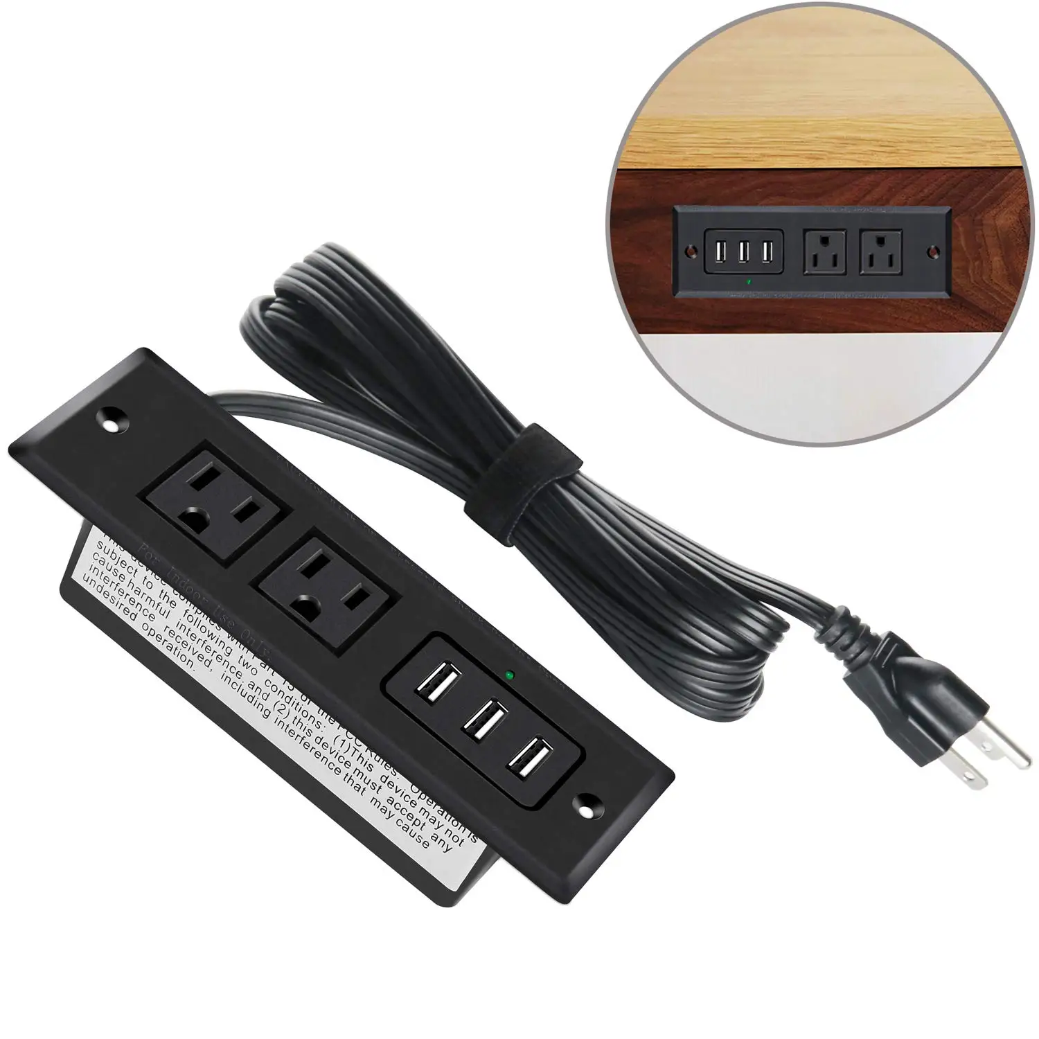 Retractable 2us Standard Outlet & 2usb Ports Insert Power Socket Desk Outlet Power