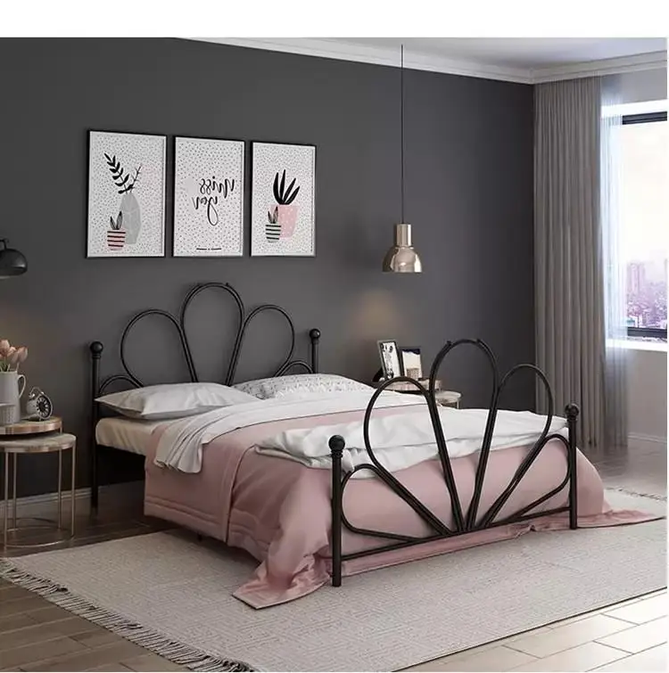 European modern minimalist wrought iron Princess double bed