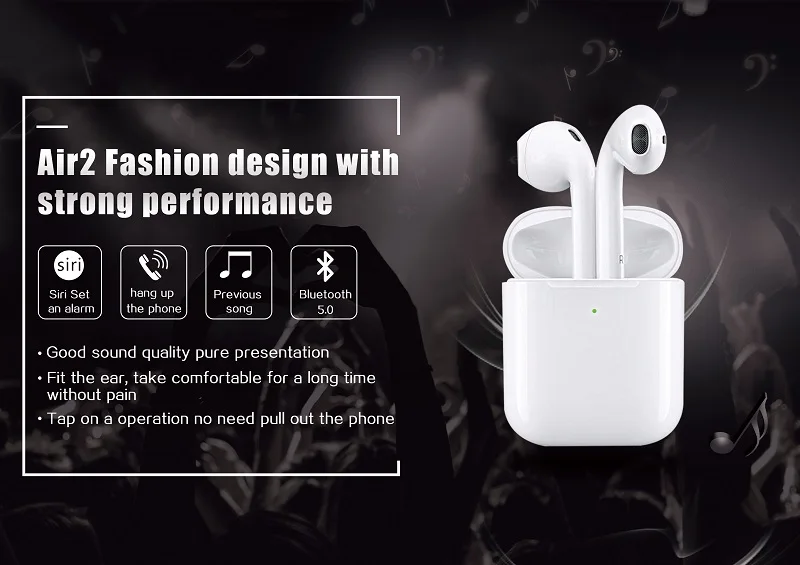 1:1 Air2 TWS 2nd Generation Renewed TWS Earbuds Easy setup Double Tap Easy Control with Wireless Charging Case - ANKUX.COM