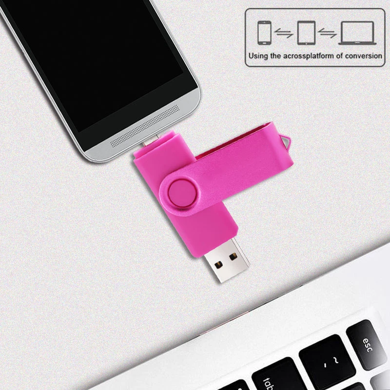 Free Custom Logo Swivel Micro OTG USB Flash Pen Drive 2 in 1 Memory Stick For Mobile Phone PC - ANKUX.COM