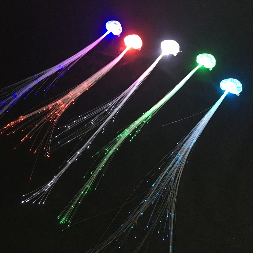 Light Up Fiber Optic Led Hair Lights Multicolor Flashing Barrette Buy