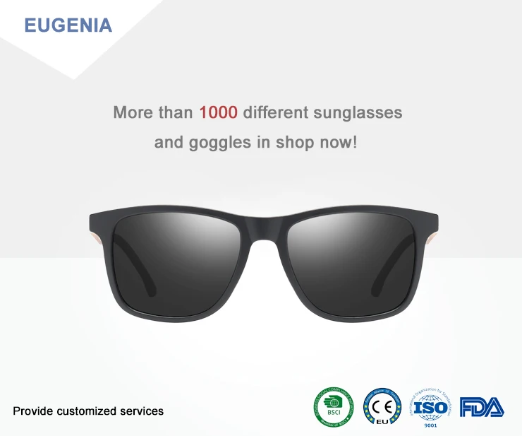 EUGENIA Custom color Fashionable Unisex Sun Glasses Men Polarized Sunglasses