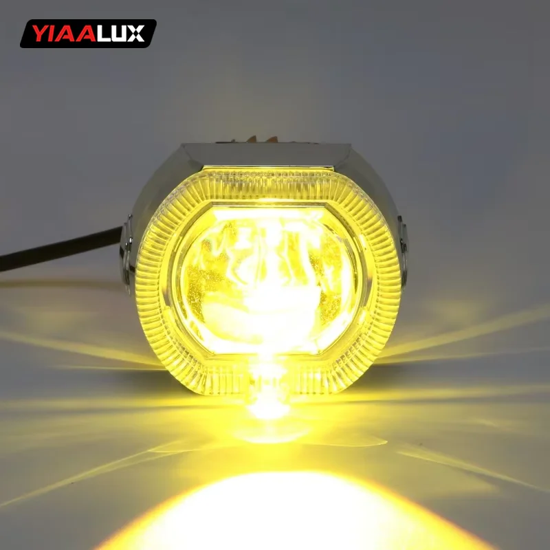 Motorcycle 2.5 Inch Led Built-In Headlights Full Ring Devil'S Eye Lens High and Low Spotlights Universal Headlights details