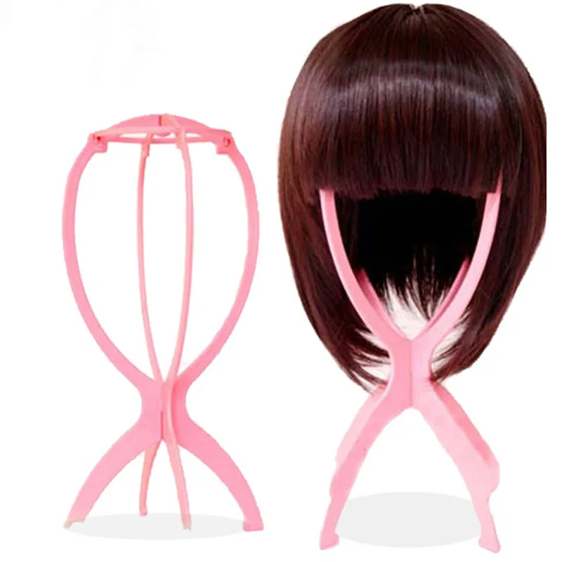 Pink Black Wig Hanger Stand Hair Accessories Portable Folding Top